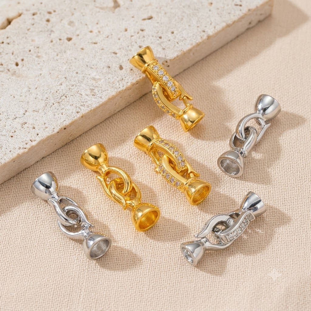 Pearl Necklace - 2Pcs 18K Gold Plated Pearl Clasp