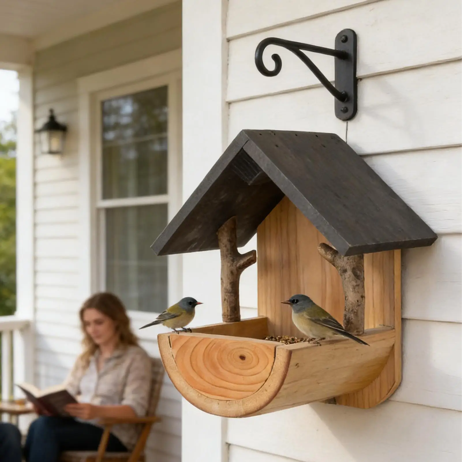 Watches & Jewelry Tsukiu - Wall Mount Wooden bird feeder Outdoor