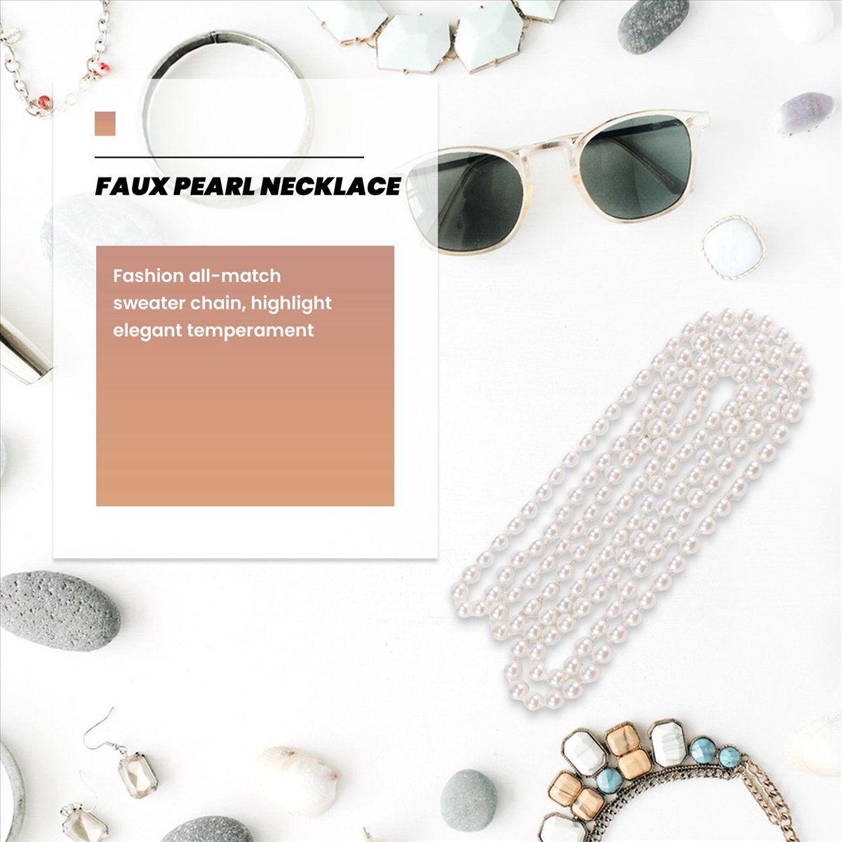 ABQR Faux Pearl Long Sweater C - Pearl Necklace recension och pris