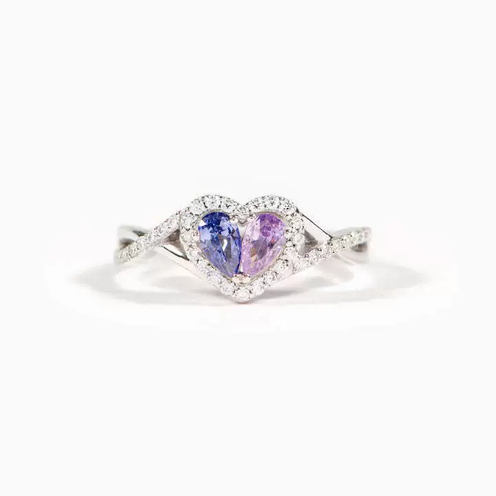 Personalized Heart Birthstone  - Moissanite Ring recension och pris