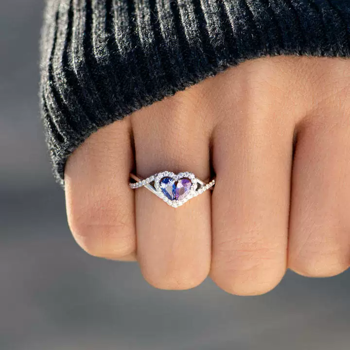 Personalized Heart Birthstone  - Moissanite Ring recension och pris