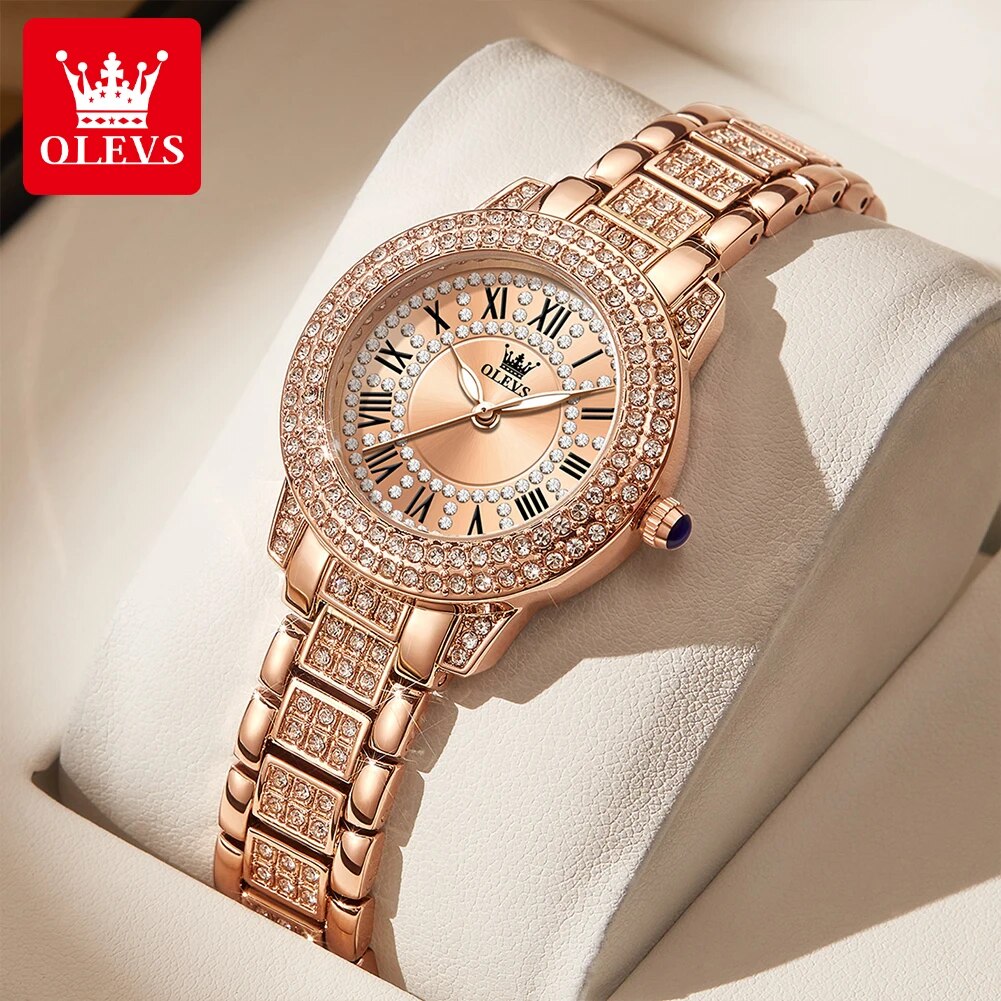 OLEVS 9943 Luxury All Diamond  - Jewelry Watches Gold recension och pris
