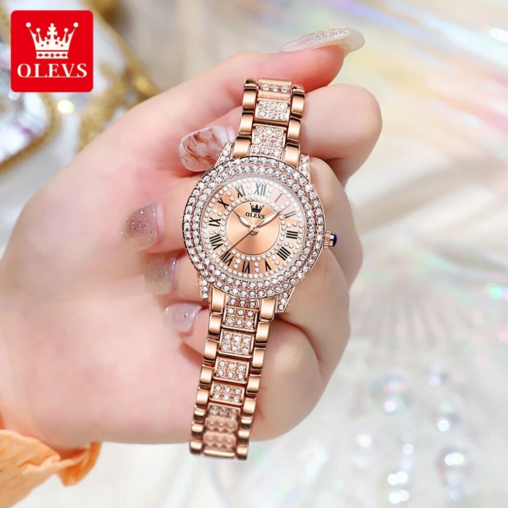 OLEVS 9943 Luxury All Diamond  - Jewelry Watches Gold recension och pris