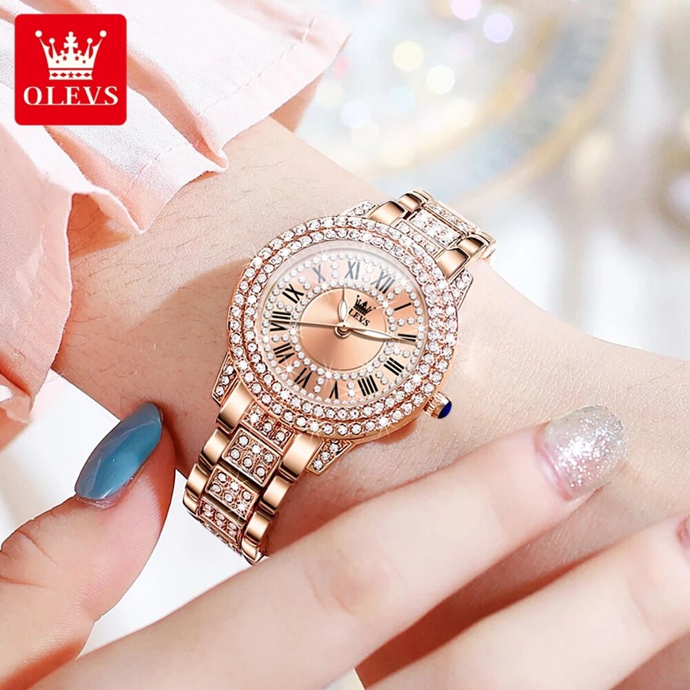 OLEVS 9943 Luxury All Diamond  - Jewelry Watches Gold recension och pris