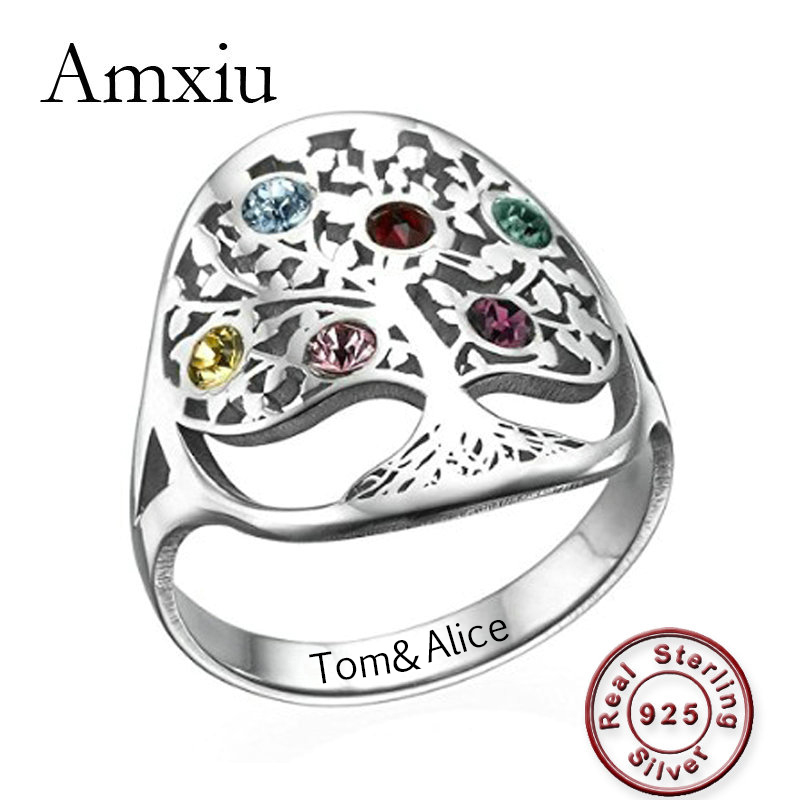 Amxiu Personalized Tree Ring w - Birthstone Ring Set recension och pris