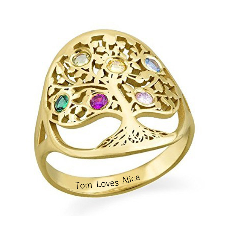 Amxiu Personalized Tree Ring w - Birthstone Ring Set recension och pris