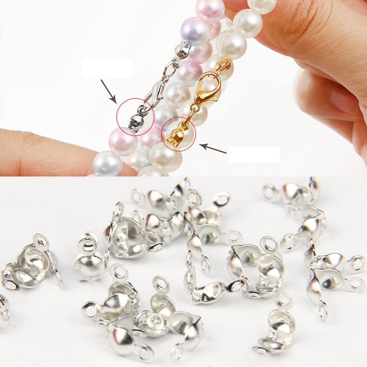 925 Silver Crimp Bead Covers C - Pearl Necklace recension och pris