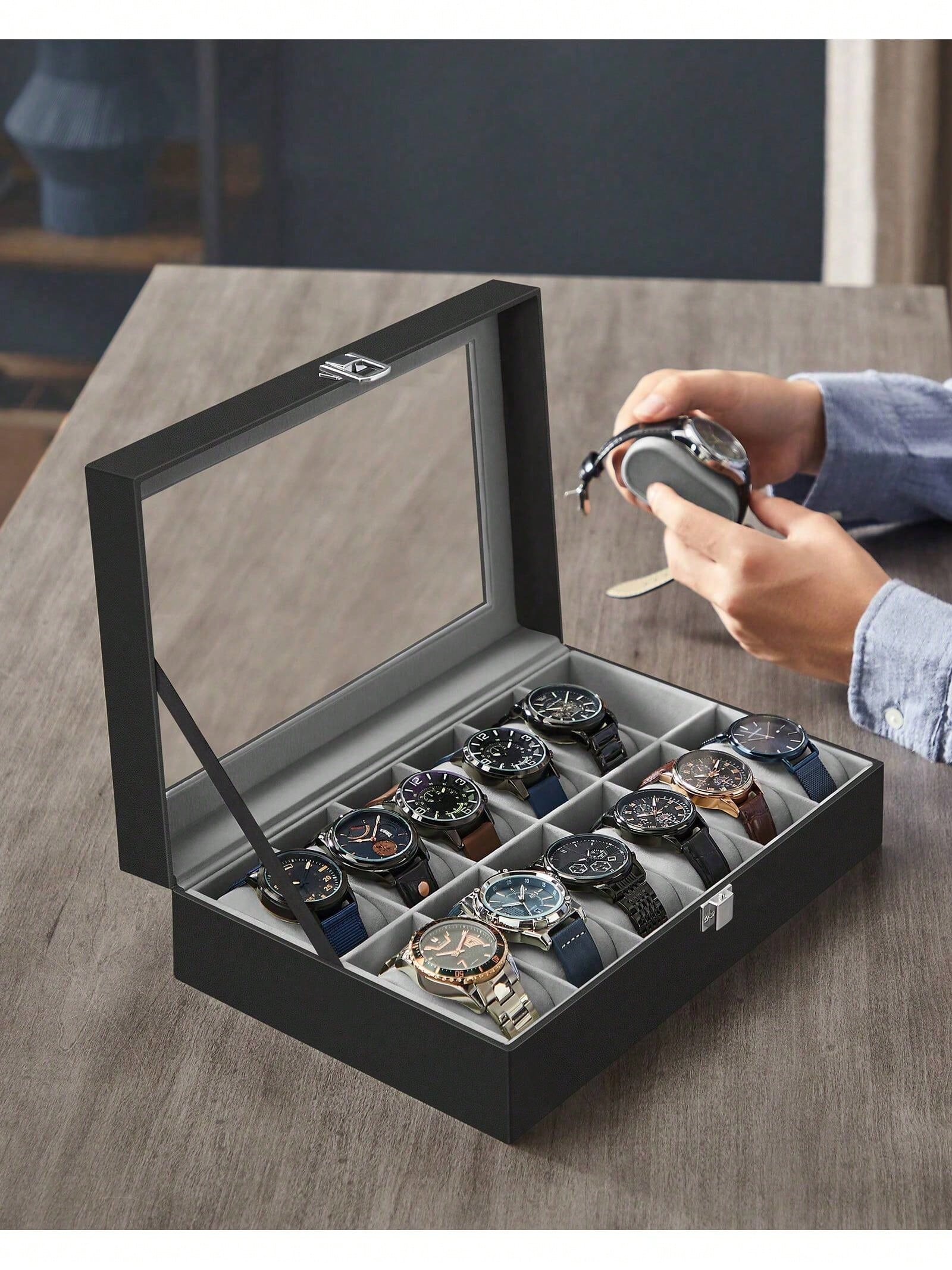 12-Slot Lockable Watch Box wit - Jewelry And Watches recension och pris