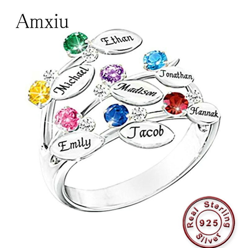 Amxiu Custom 100% 925 Sterling - Birthstone Ring Set recension och pris