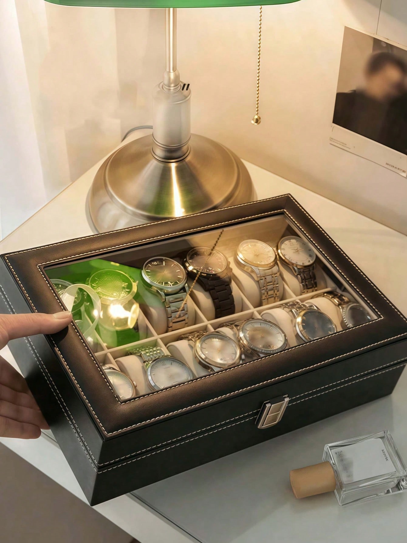 Leather Watch Box with Lock, L - Jewelry And Watches recension och pris