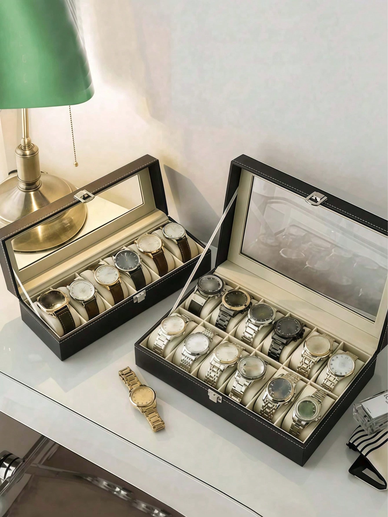 Leather Watch Box with Lock, L - Jewelry And Watches recension och pris