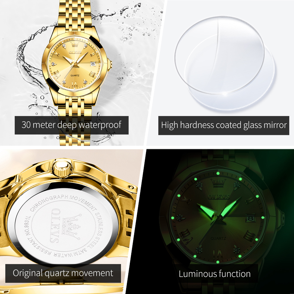 OLEVS Fashion Golden Watch for - Jewelry Watches Gold recension och pris