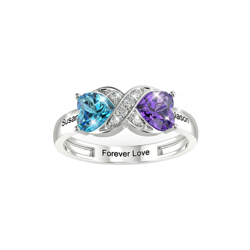 Personalized Birthstone Names  - Birthstone Ring Set recension och pris