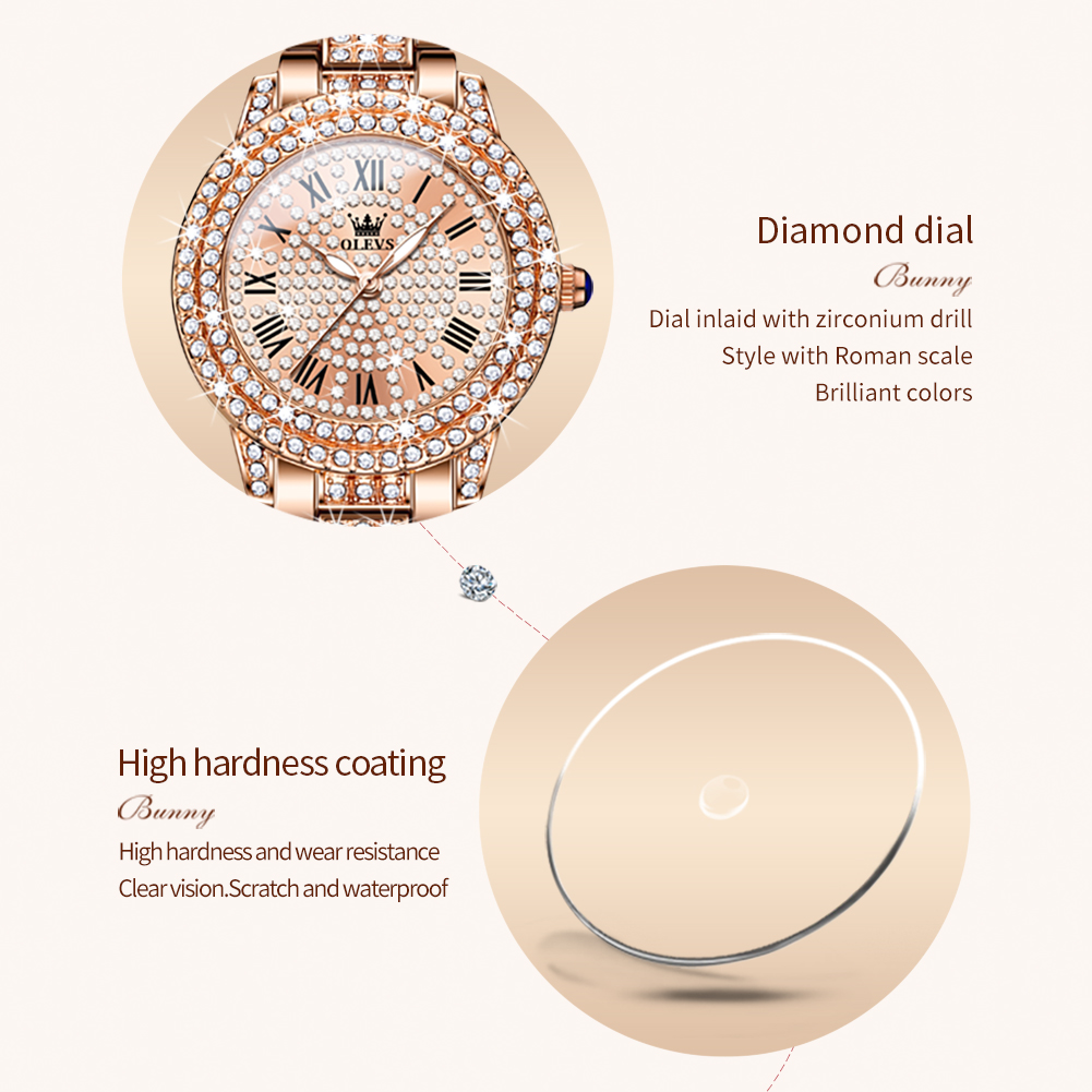 OLEVS 9943 Luxury All Diamond  - Jewelry Watches Gold recension och pris