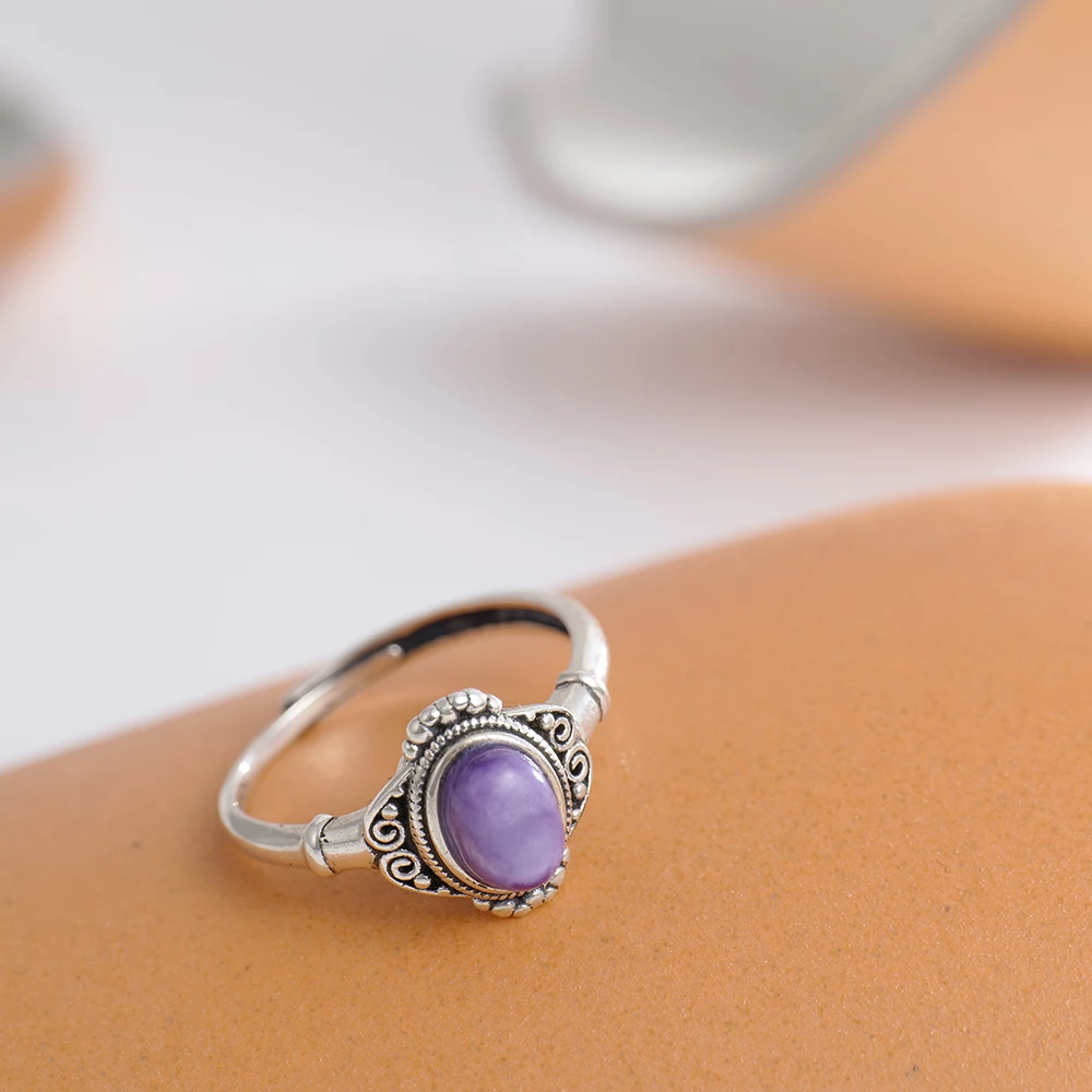 Solid 925 Silver Ring Adjustab - Birthstone Ring Set recension och pris